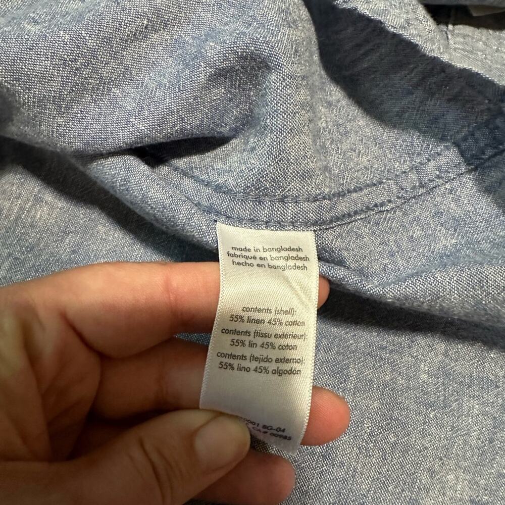 Onia Chambray Cotton Linen Button up XL NWOT - Picture 4 of 5